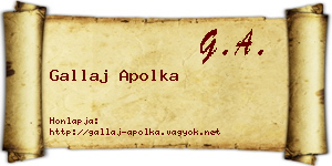 Gallaj Apolka névjegykártya